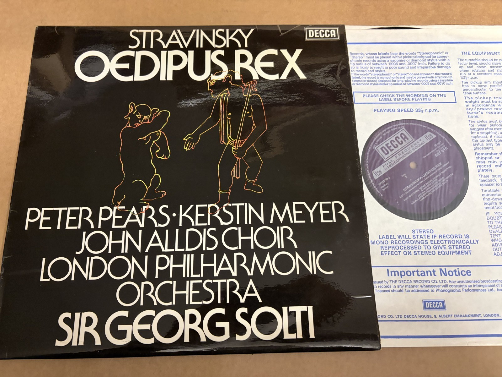 SET 616 Stravinsky Oedipus Rex Pears Meyer John Aldis Choir LPO Solti