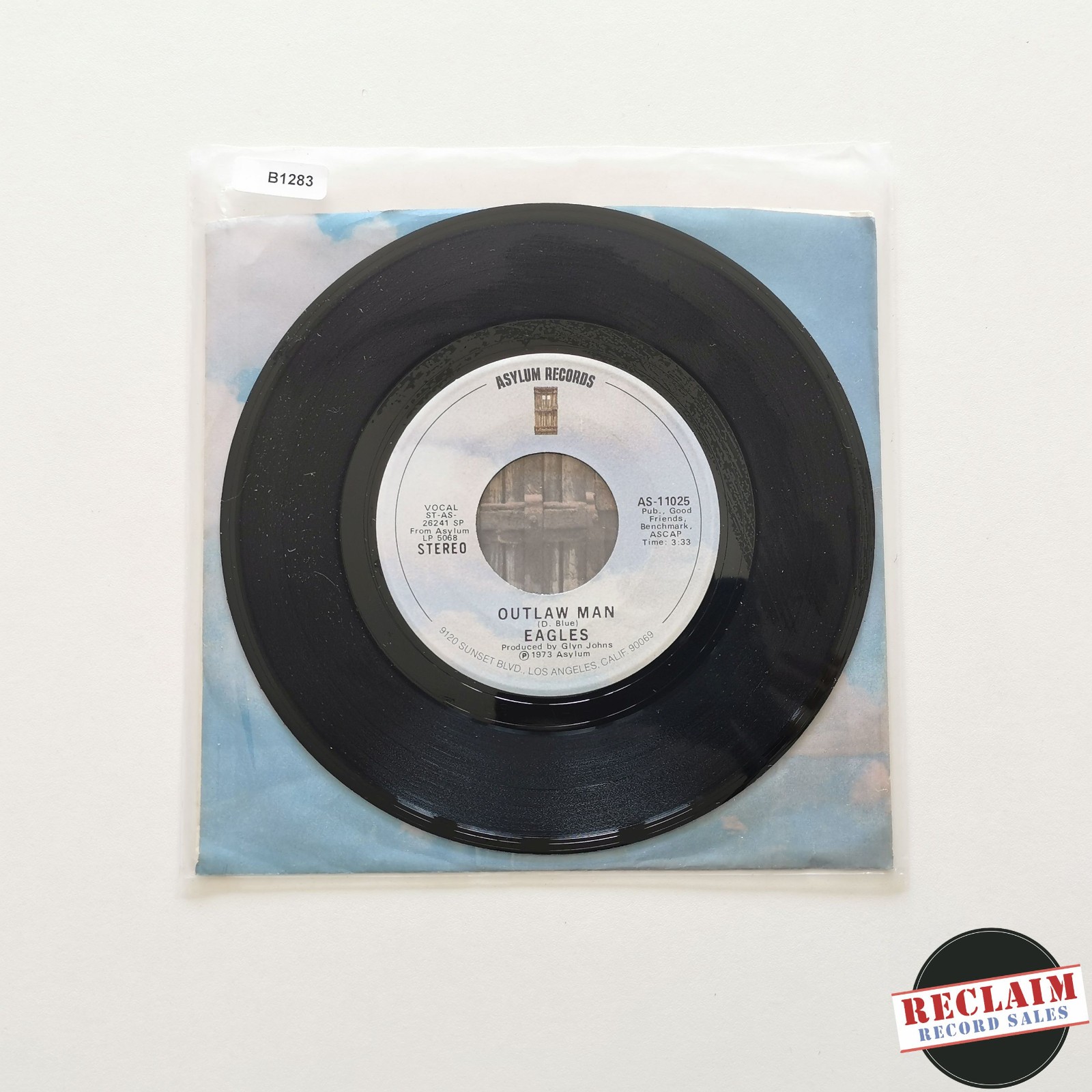 eagles - outlaw man 7" vinyl record VG