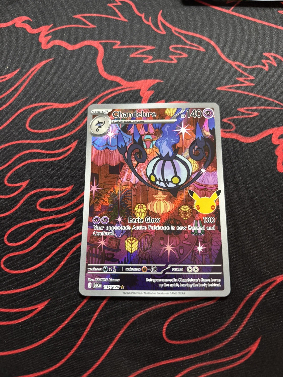 Pokémon TCG Chandelure 137/128 Holo Illustration Rare ME: 30th Celebration M/NM