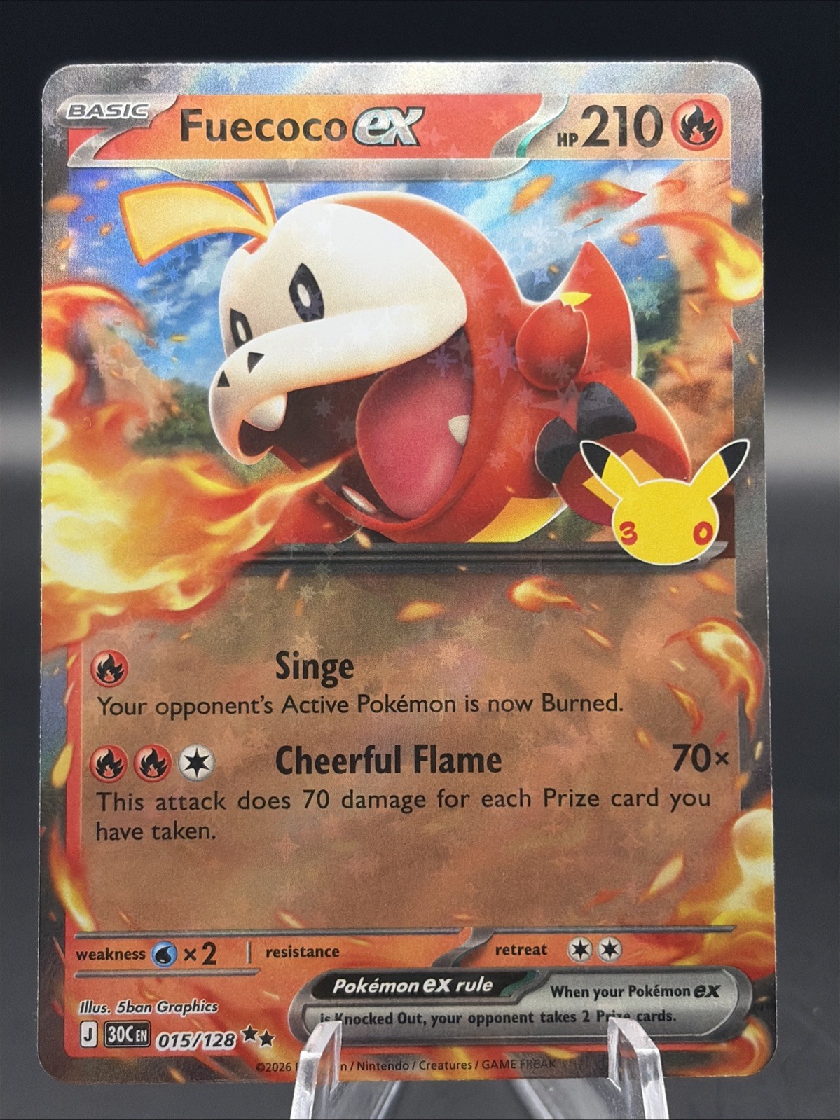 Pokemon 30th Anniversary Celebration 30c Fuecoco Ex Double Rare Holo 015/128