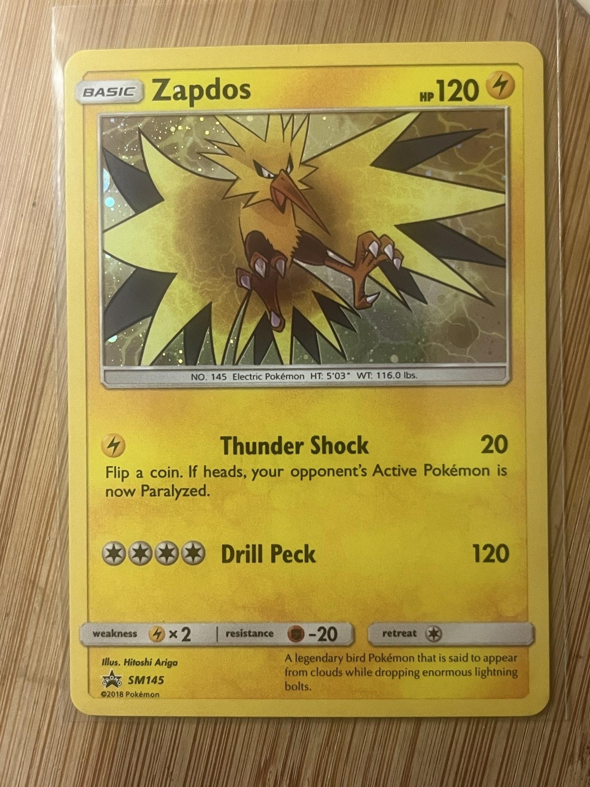 Pokemon TCG Zapdos SM145 Holo Black Star Promo Fulmine Giocato Leggermente Inglese