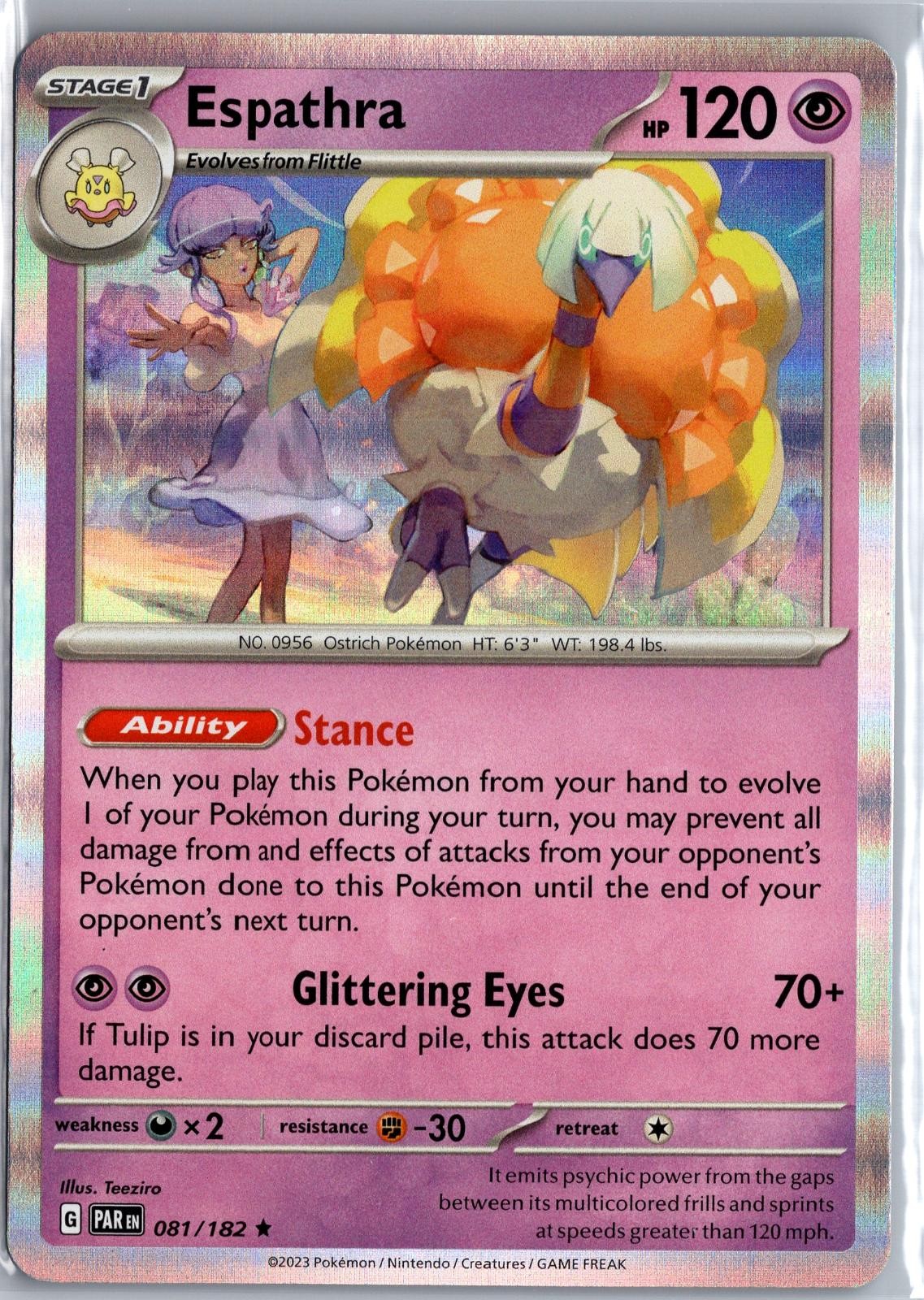 Espathra 081/182 Raro Paradosso Rift Pokemon Holo leggermente giocato