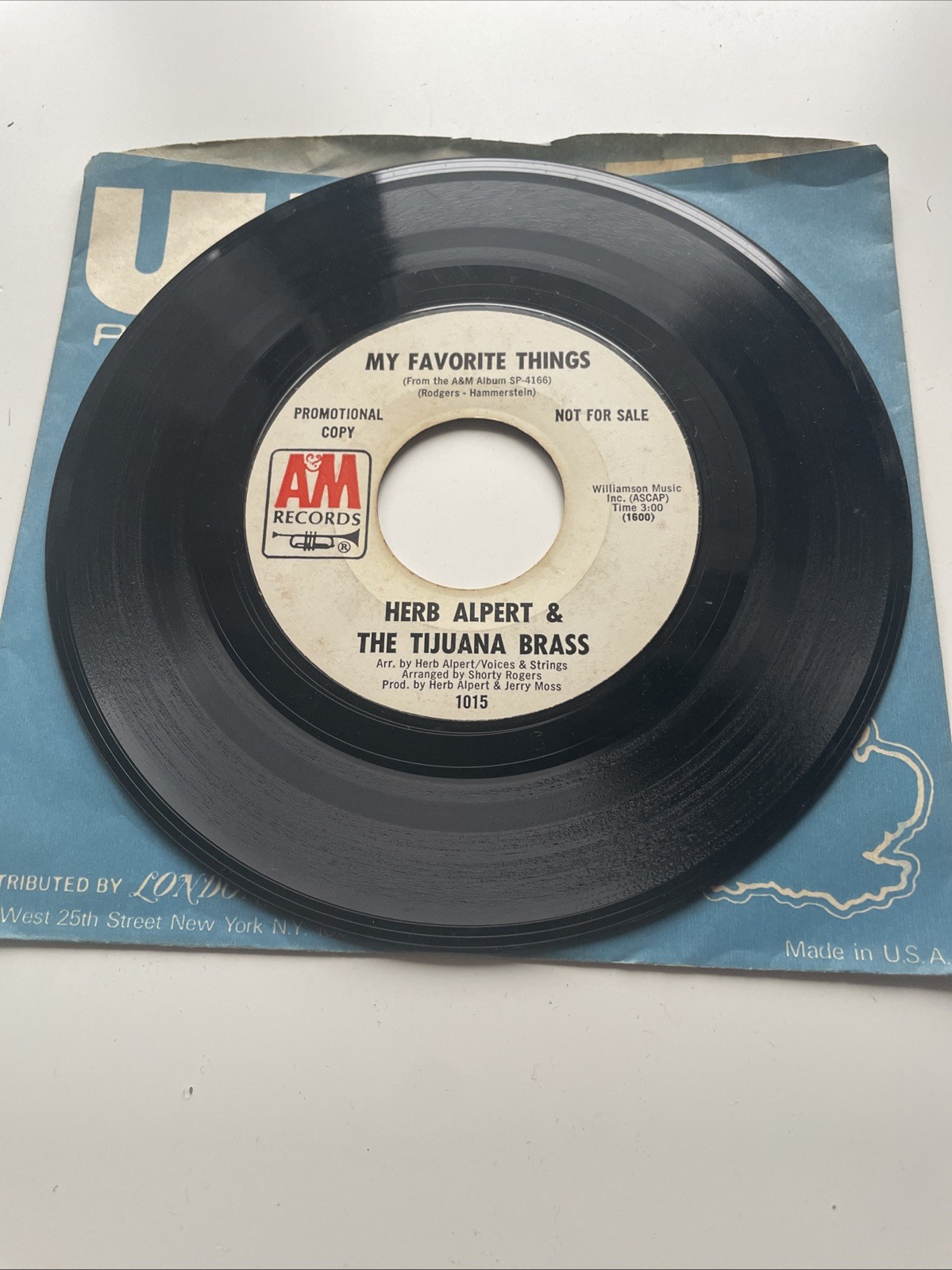 Herb Alpert&The Tijuana Brass Record #1001 My Favorite Things/The Christmas Song