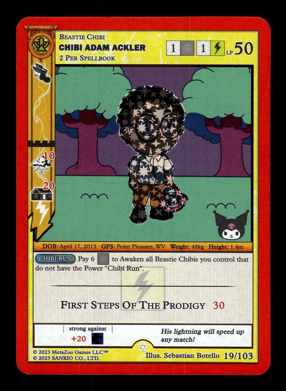 Chibi Adam Ackler 19/103 MetaZoo Kuromi's Cryptid Carnival Reverse Holo