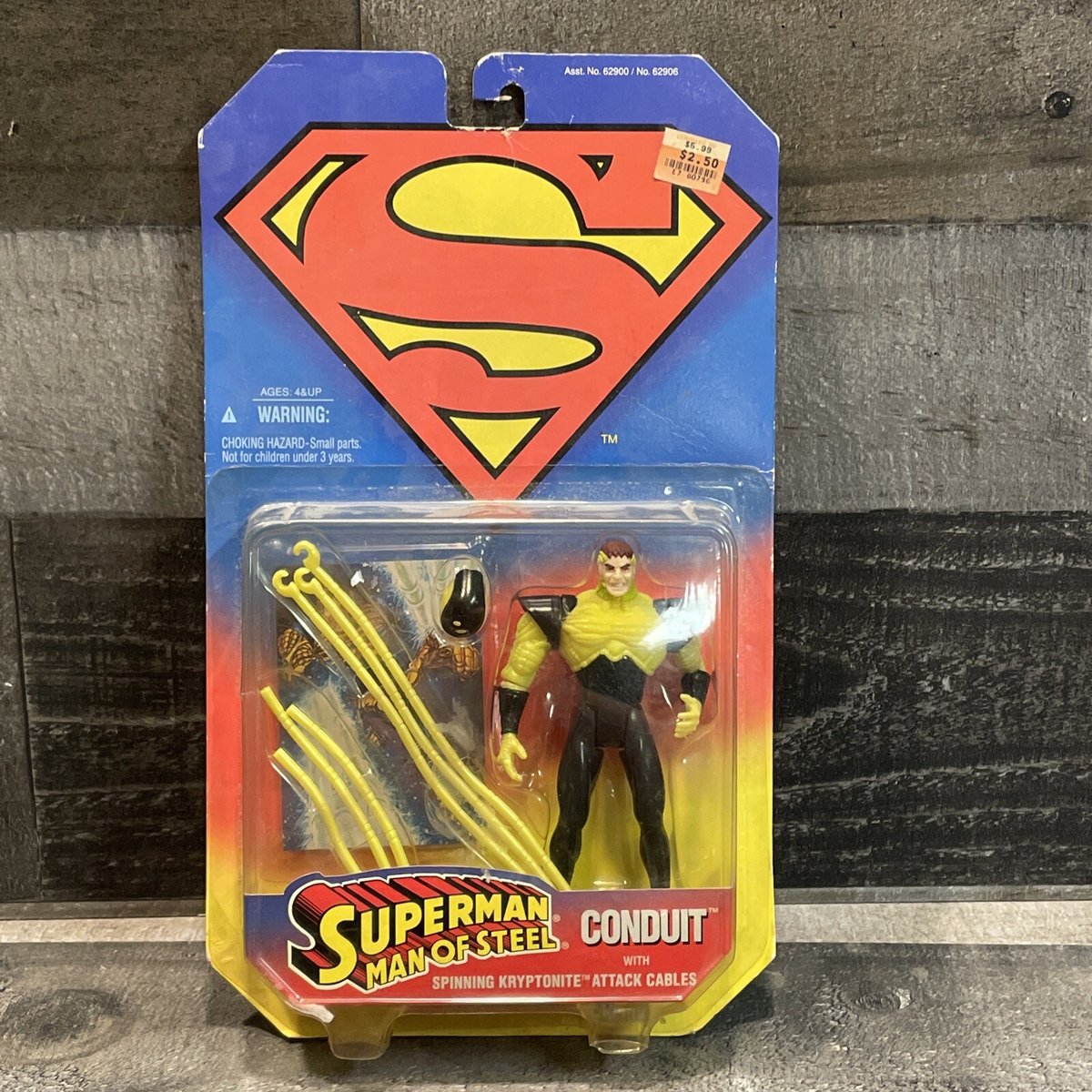 SUPERMAN Uomo d'Acciaio CONDOTTO con Cavi di Attacco Kryptonite Rotanti Kenner 5"