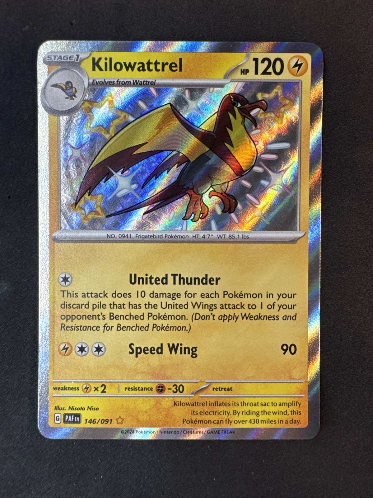 Kilowattrel 146/091 SV: Paldean Fates Holo Pokemon