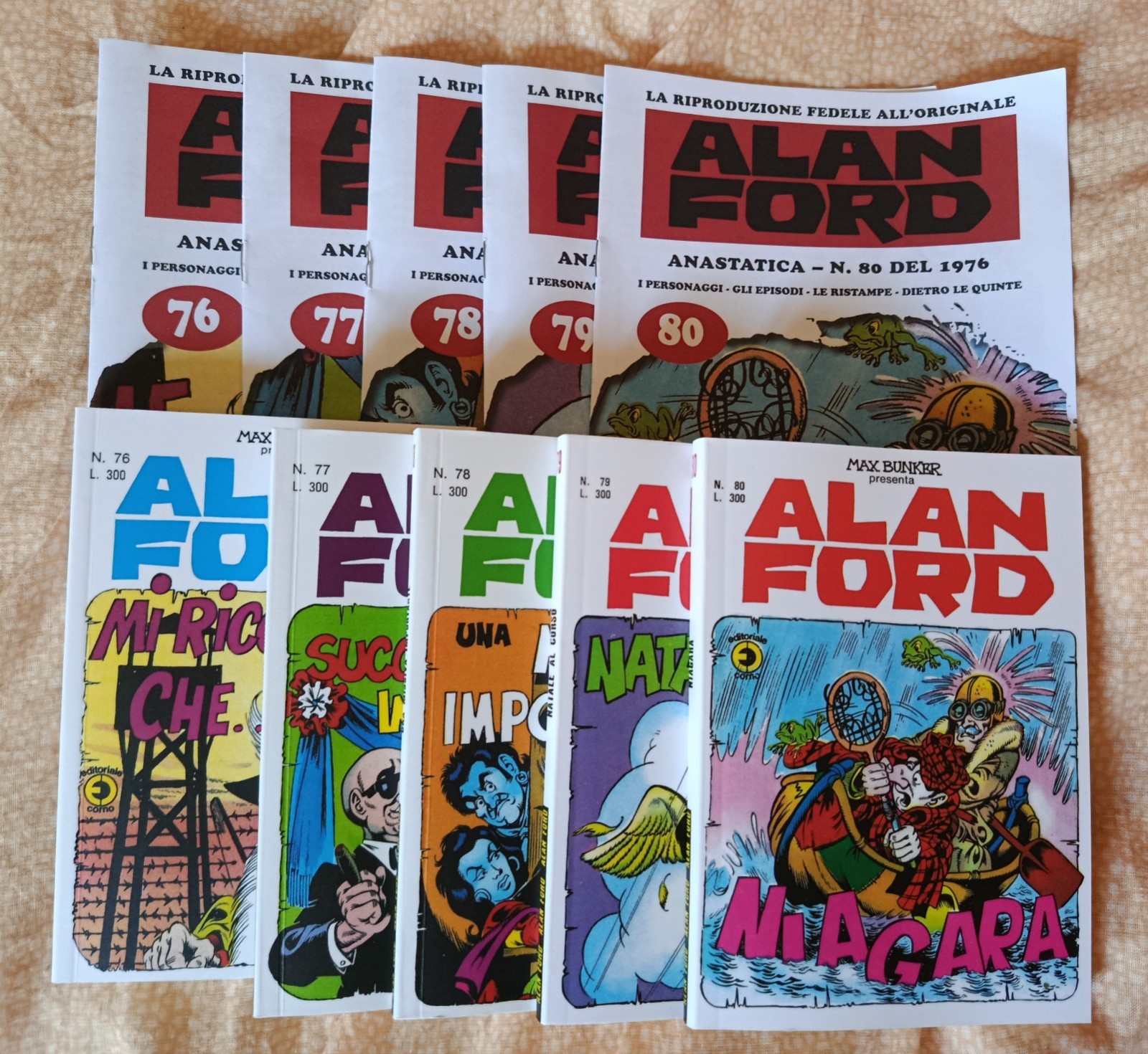 LOTTO ALAN FORD ANASTATICA SEQUENZA  COMPLETA 76 77 78 79 80 CON ADESIVI