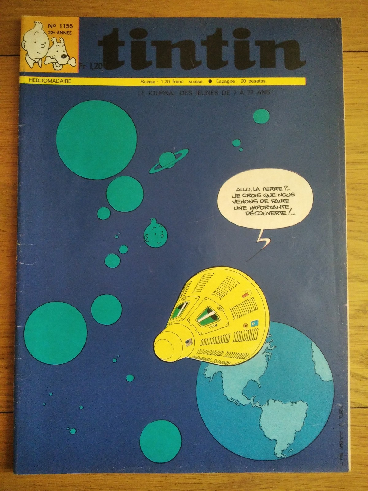 Le journal de Tintin n° 1155 , couverture De Groot ( Dargaud , 17/12/1970 )
