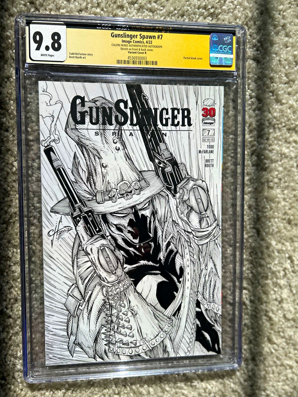Gunslinger Spawn #7 custom 1/1 Sketch Cover CGC 9.8 SIGNED by Calvin Henio