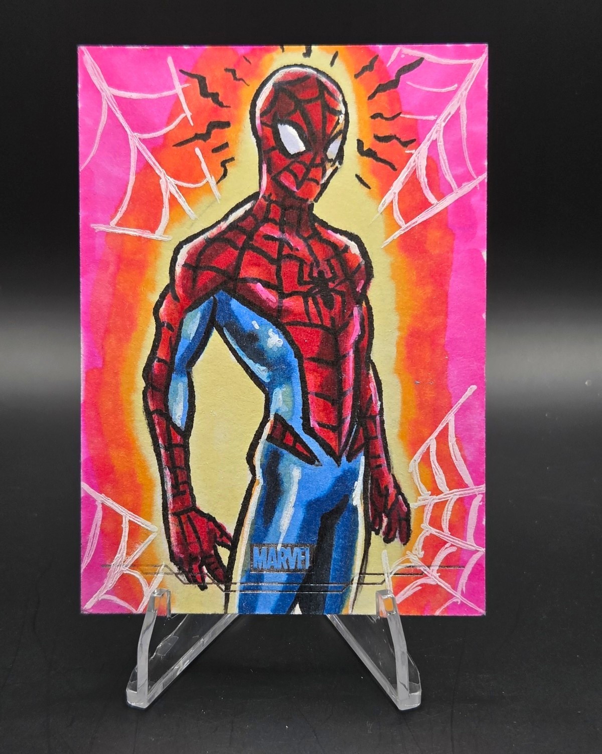 Topps Marvel Neon Spider-Man Sketch Card Hard Signed by Court Autograph