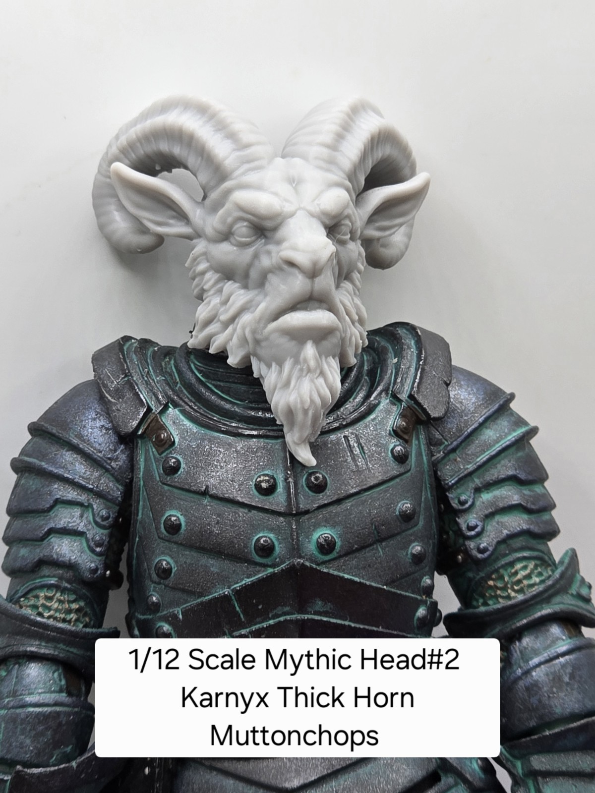 3d Printed KARNYX THICK HORN HEAD#2.  1.0  For Mythic Legions 1/12 Figure 