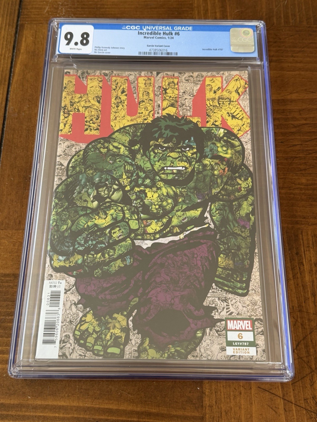 Hulk 6 CGC 9,8 pagine bianche variante Garcin (copertina collage iconica - 2024)