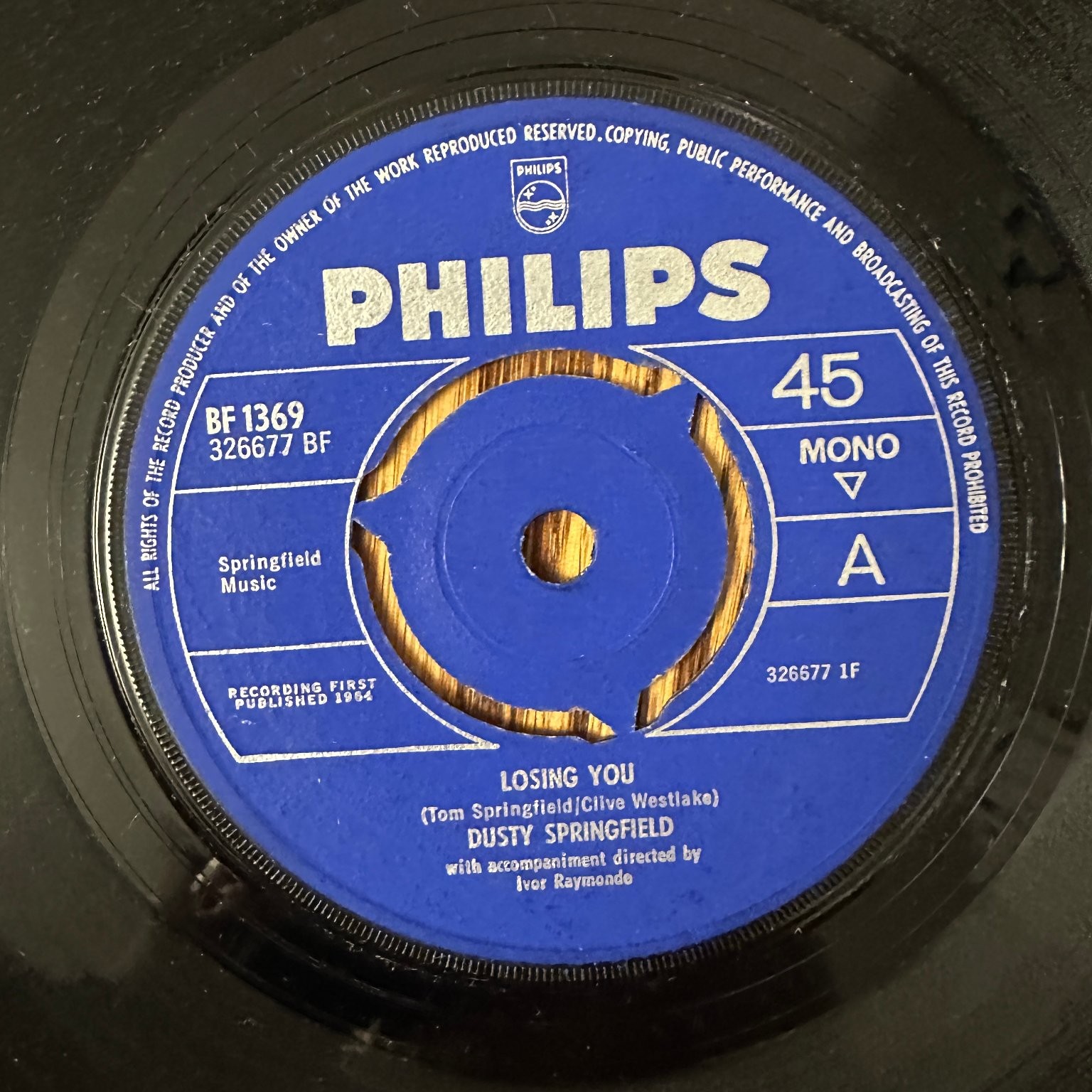 Dusty Springfield – Losing You / Summer Is Over 7" Single 1964 Philips Pop Soul