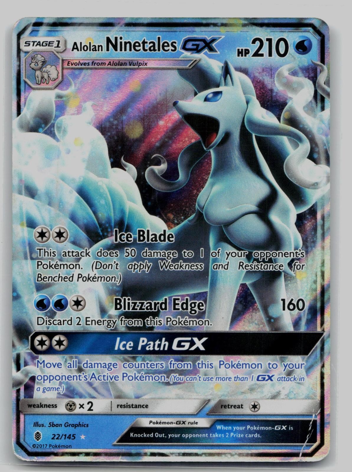 Alolan Ninetales GX 22/145 Holo Ultra Rare Guardians Rising Pokemon HP