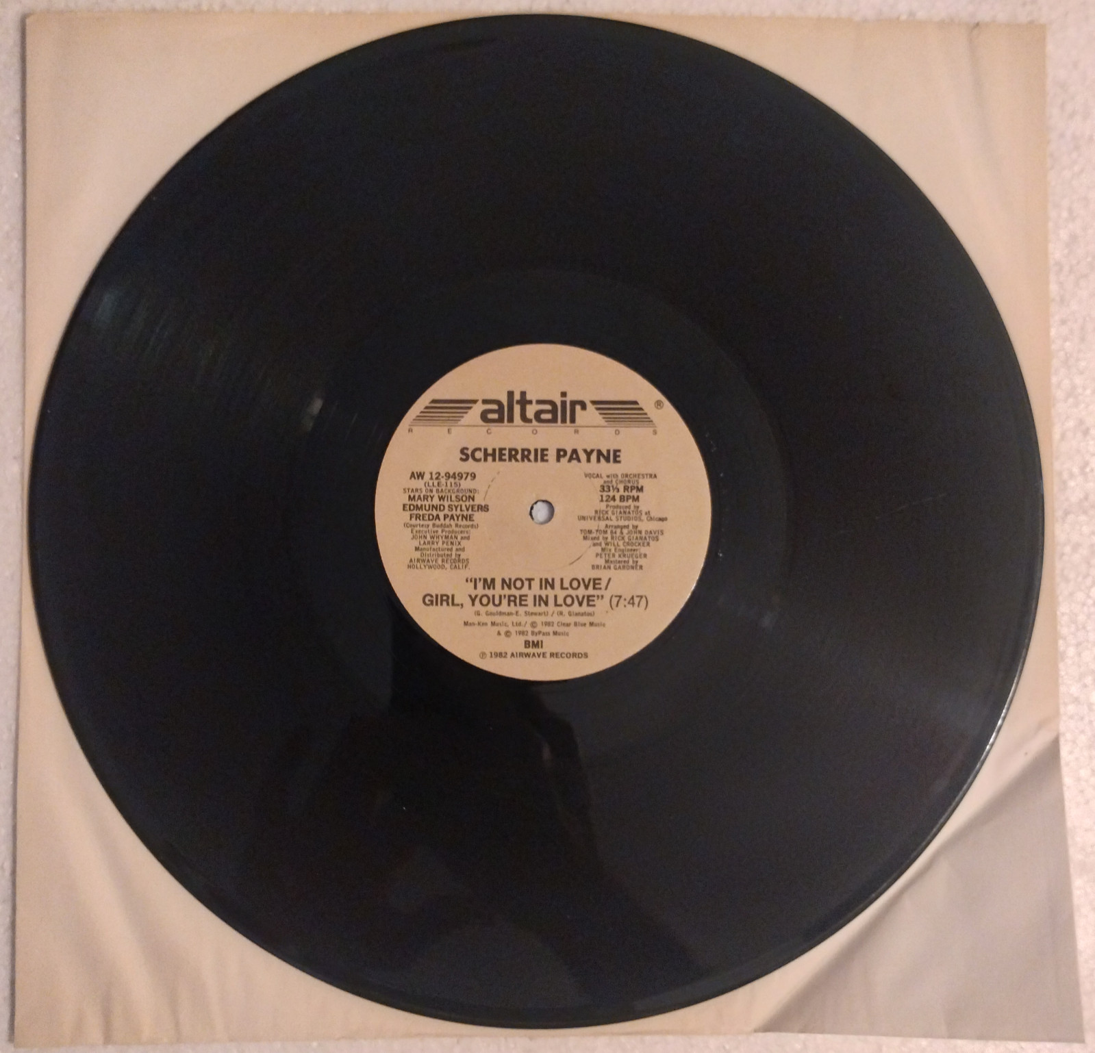SCHERRIE PAYNE I'M NOT IN LOVE 12" VINYL 1982 ORIGINAL US ALLEN ZENTZ VG+/VG