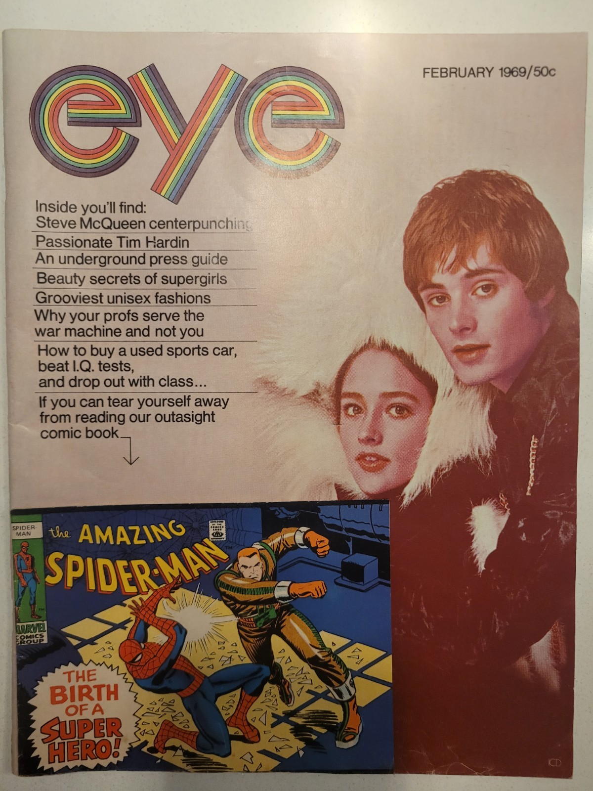Eye Magazine Vol 2 #2 February 1969 with Amazing Spider-Man comic still attached