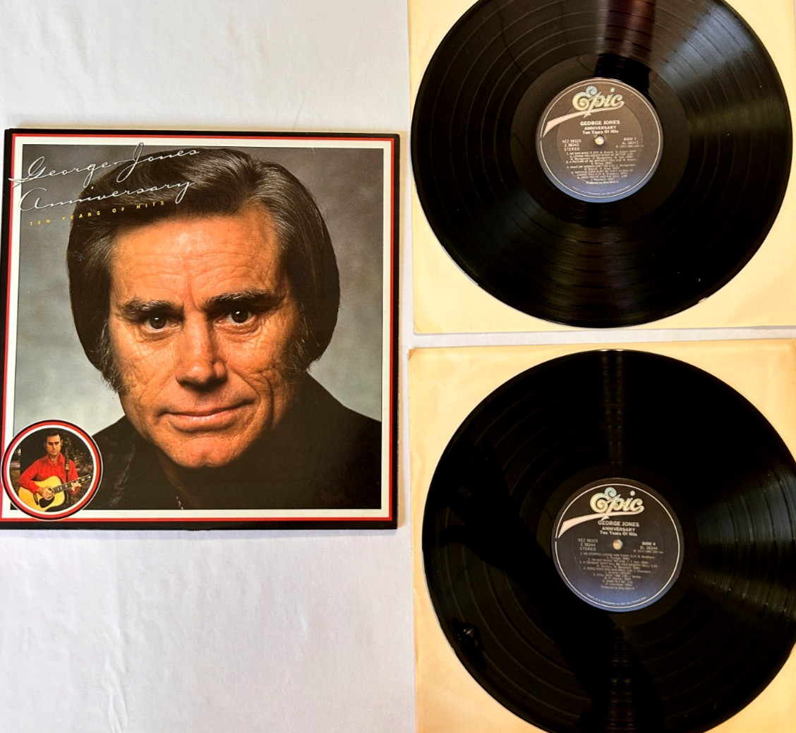 George Jones - Anniversary 10 Years of Hits - 1982 12" Epic 2xLPs, Sherrill - EX