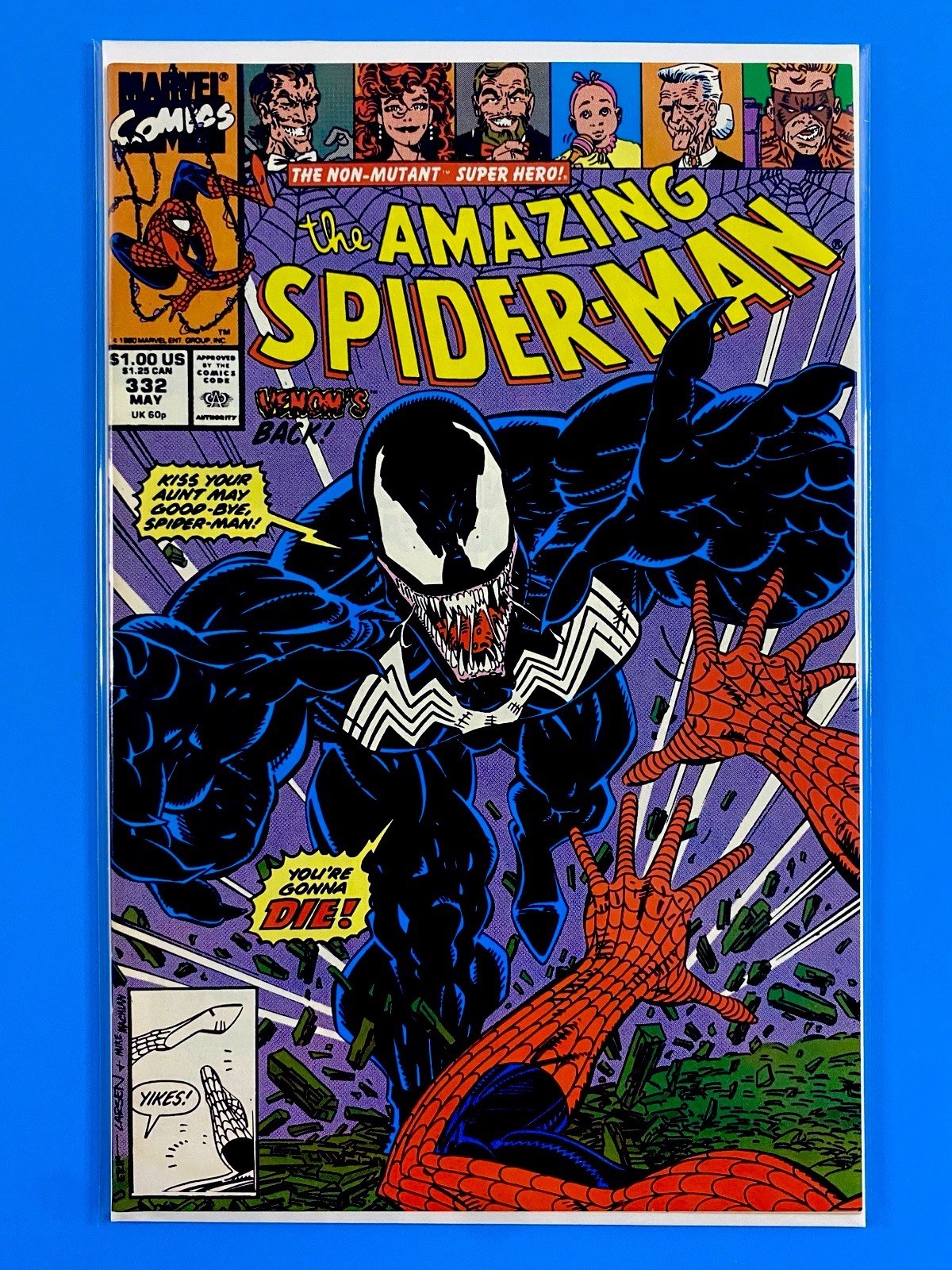 Amazing Spider-Man #332 Marvel (1990) Jay Leno Cameo Erik Larsen Venom quasi nuovo/nuovo+🔥