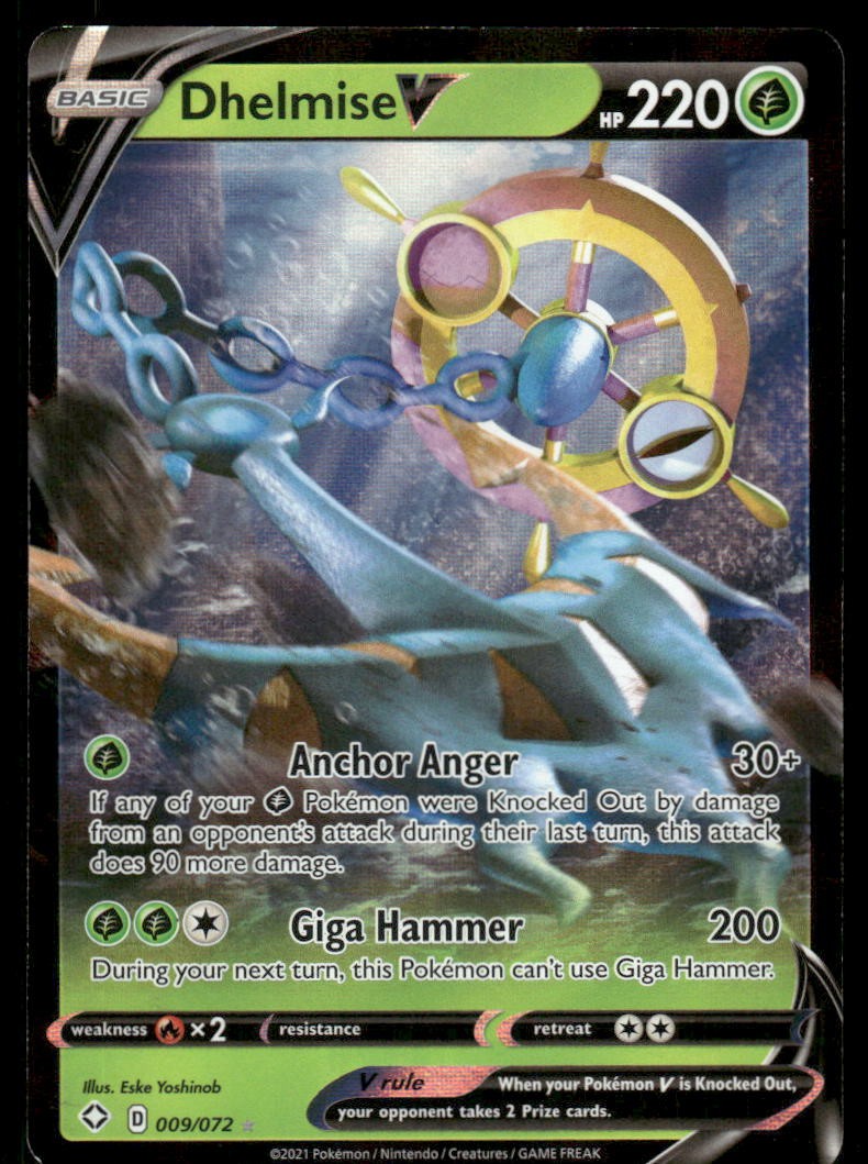 Pokemon Dhelmise V 009/072 Holo V raro destino splendente quasi nuovo