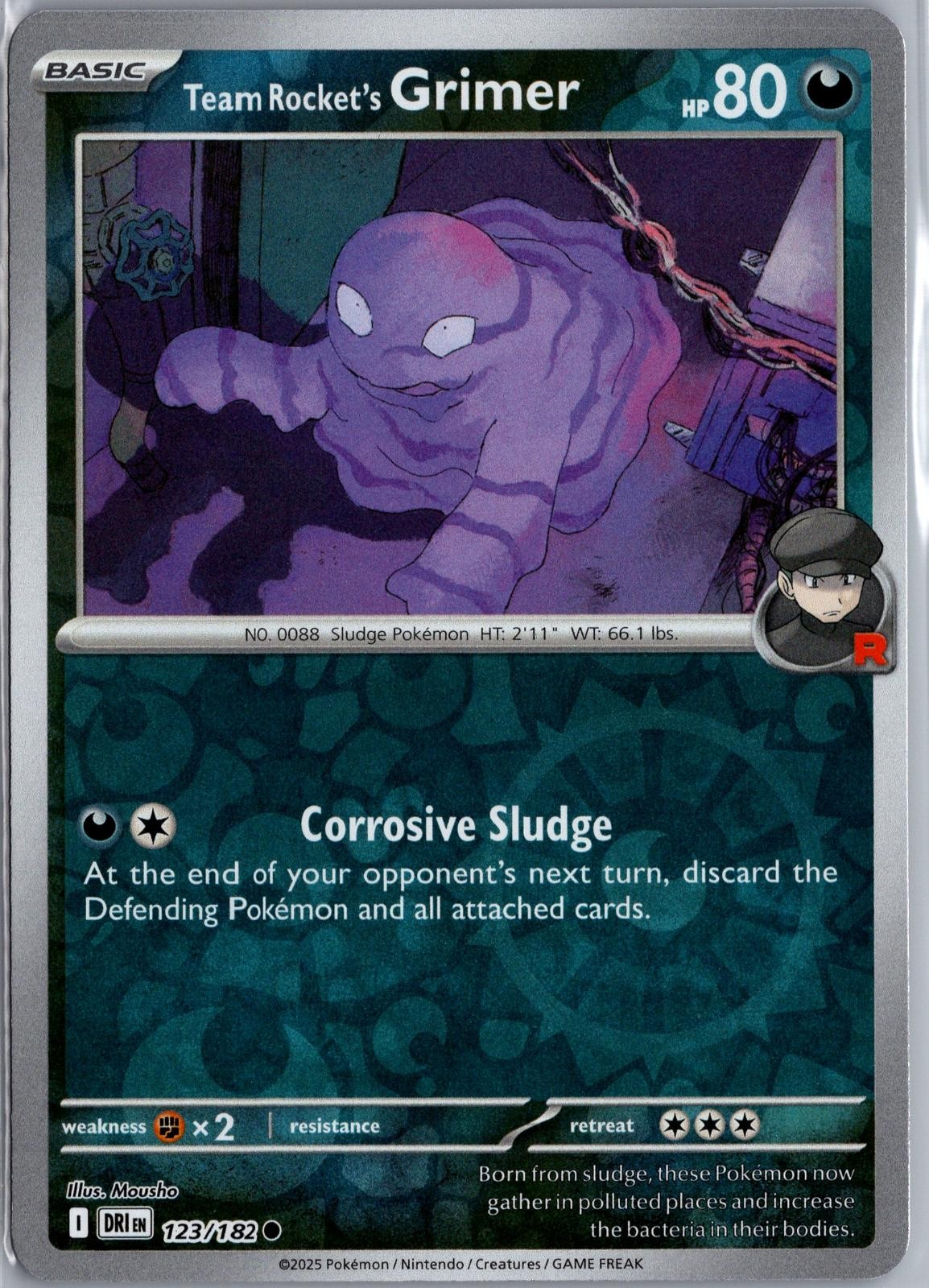 Team Rocket's Grimer 123/182 Rivali Destinati Comuni Pokemon Reverse Holo LP