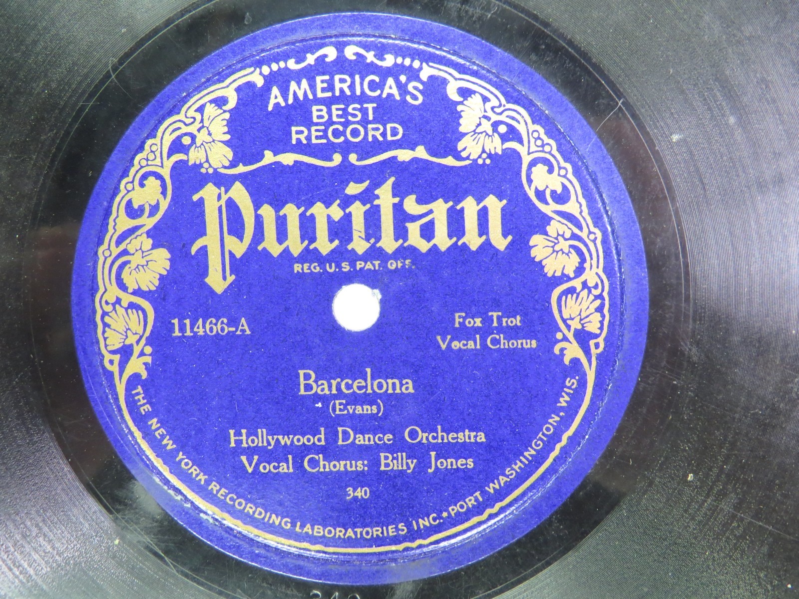Hollywood Dance Orch. - PURITAN 11486 - Barcelona - 78 RPM