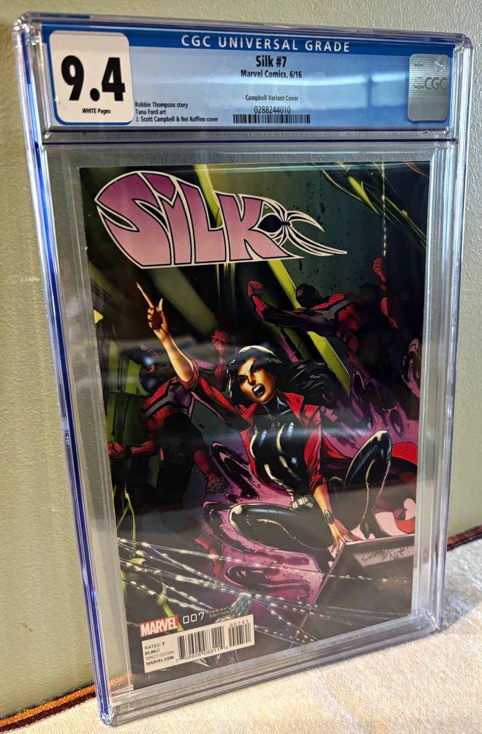 Silk #7 CGC 9.4 J. Scott Campbell Variant Cover (Marvel 2016)