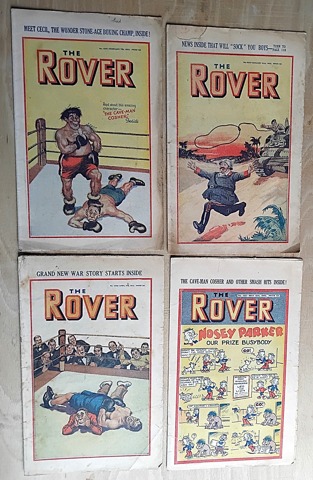 Rover Comics 4 Issues. 24th Jan, 7th Feb, 4th Apr & 16th May all from 1942