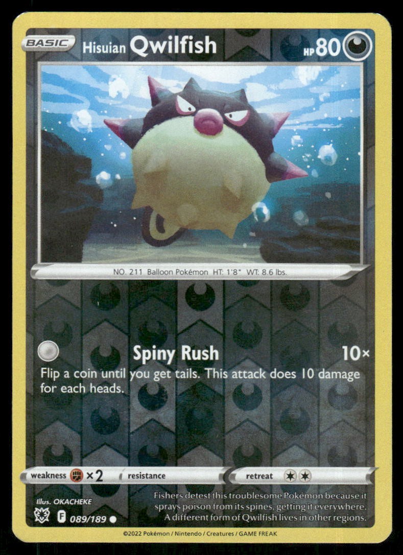 Hisuian Qwilfish 089/189 Radianza Astrale Comune Pokemon Reverse Holo Near Mint