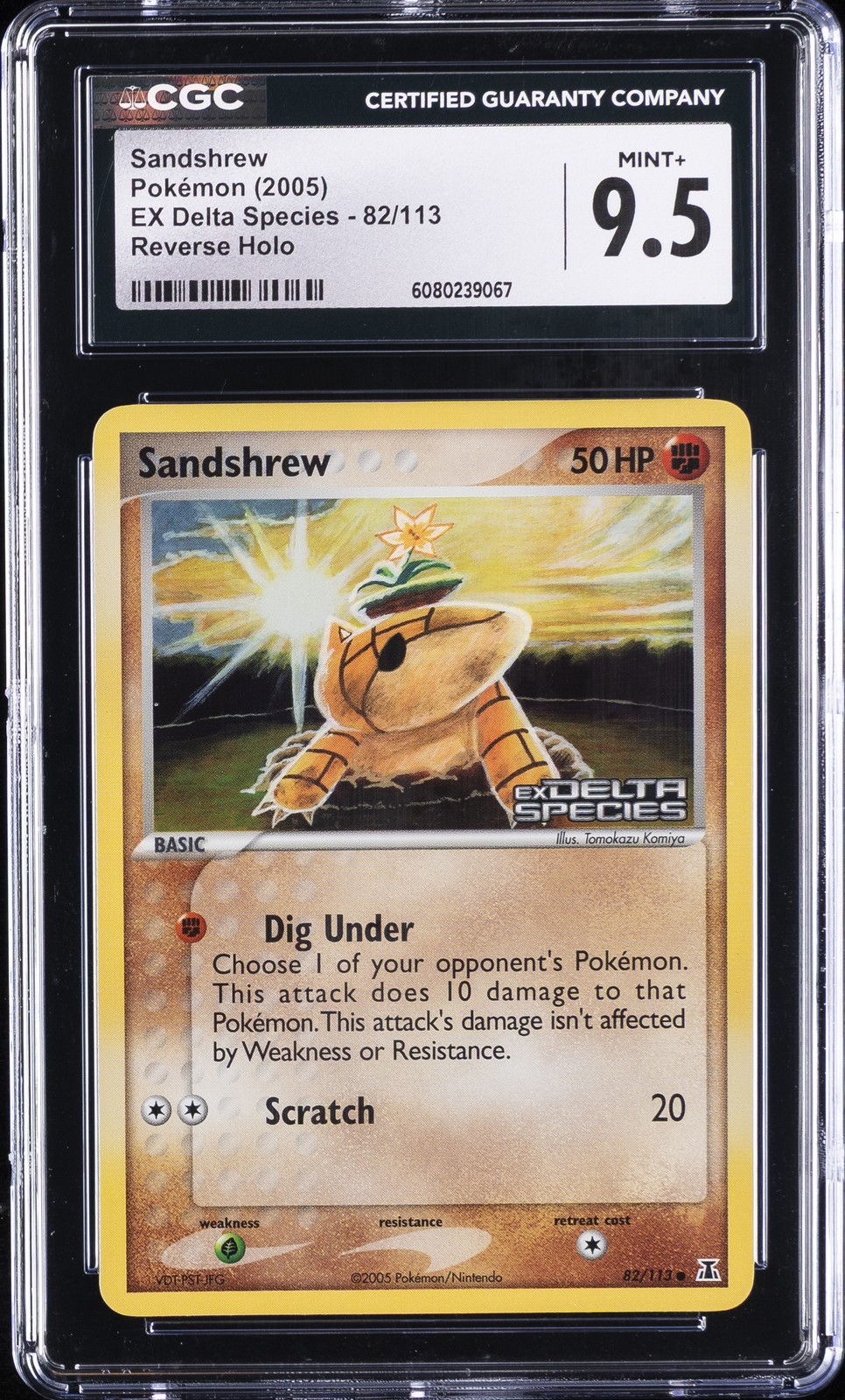 2005 POKEMON EX DELTA SPECIE REVERSE HOLO #82/113 SANDSHREW CGC 9.5