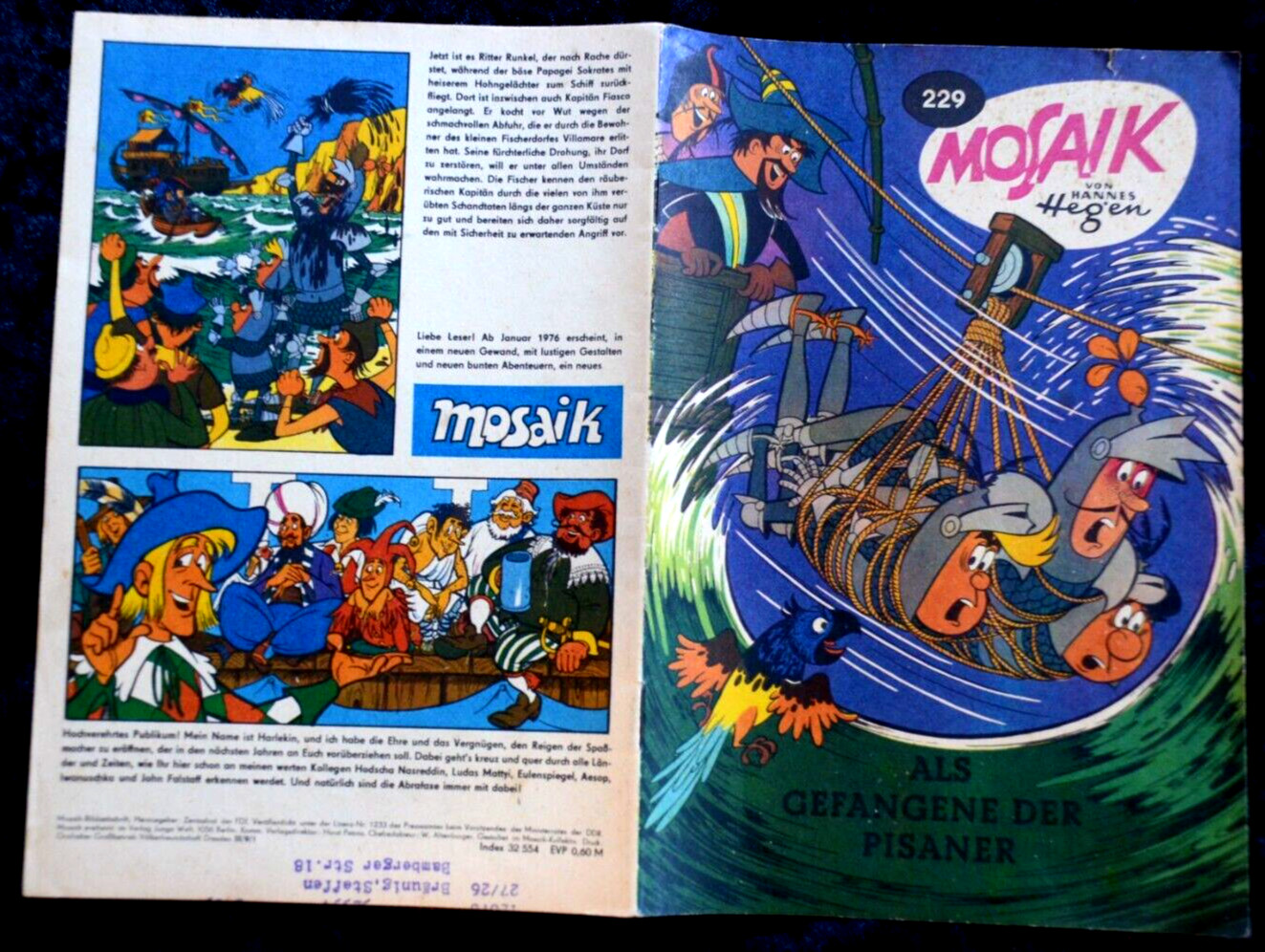 Originale MOSAIK Hannes Hegen Nr. 229 Come Prigioniero Dei Pisanesi DDR