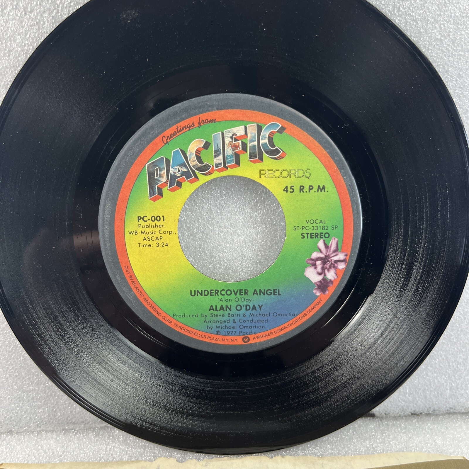 Alan O'Day Undercover Angel/Just You Vinyl 45 RPM 7” Vinyl 1977 Pacific Records
