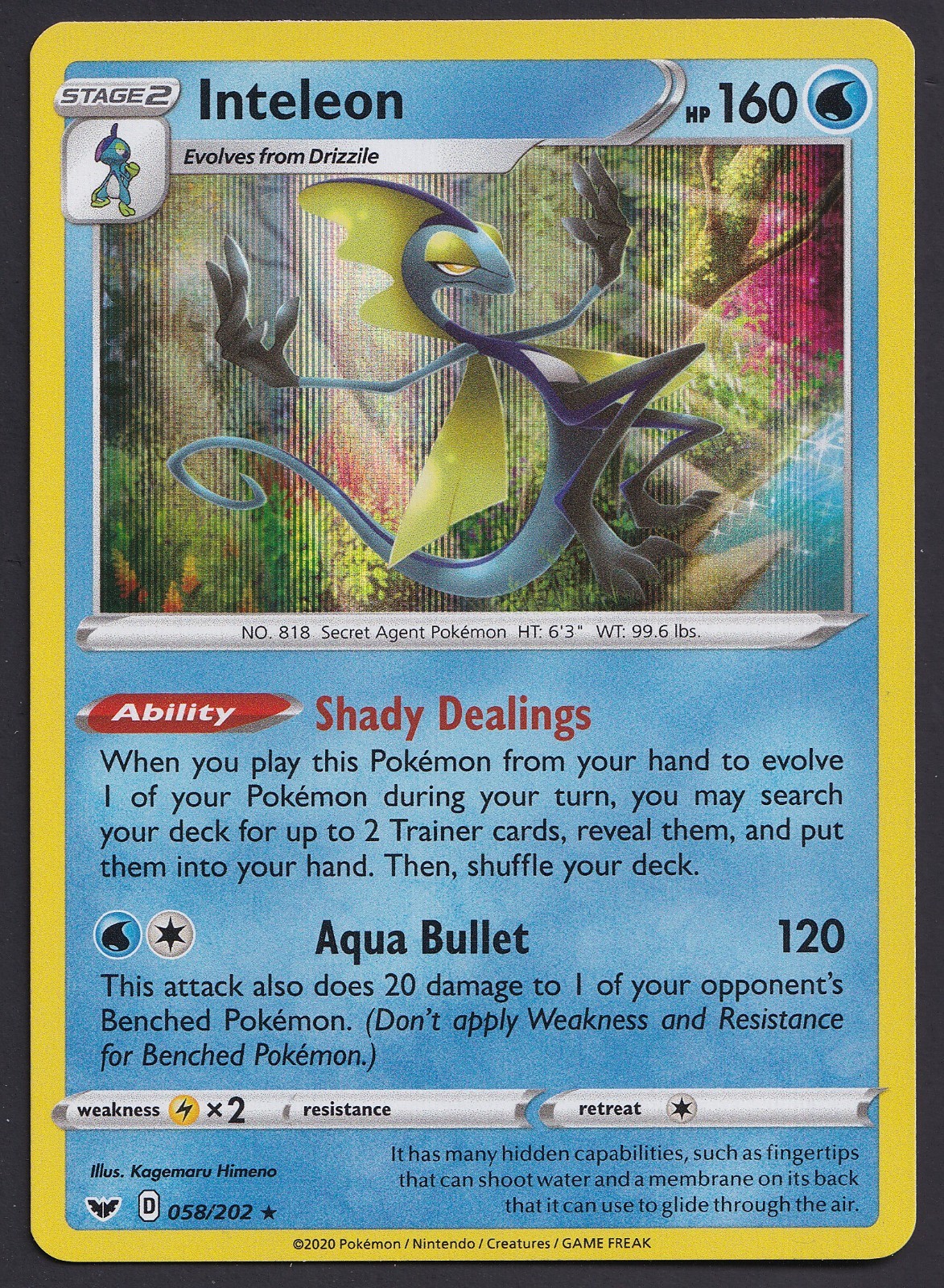 Inteleon Holo Pokémon TCG Spada e Scudo 58/202