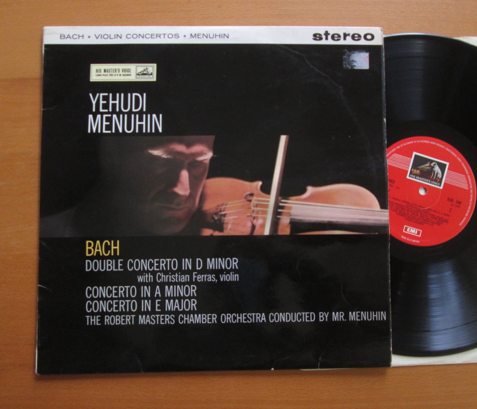 ASD 346 Yehudi Menuhin Bach Violin Concertos HMV Stereo 1st C/stamp EX