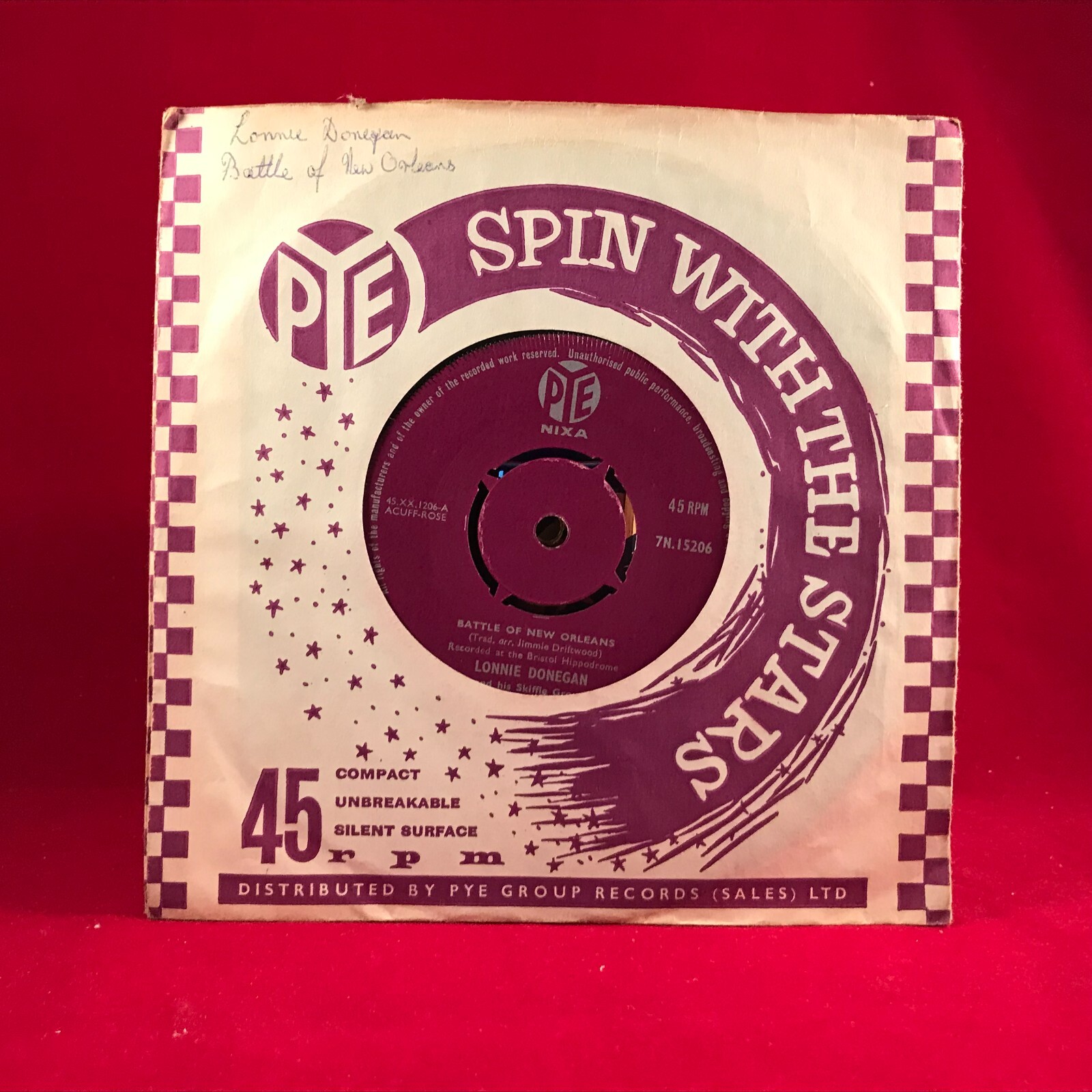 LONNIE DONEGAN Battle Of New Orleans 1959 UK 7" vinyl single Darling Corey 45
