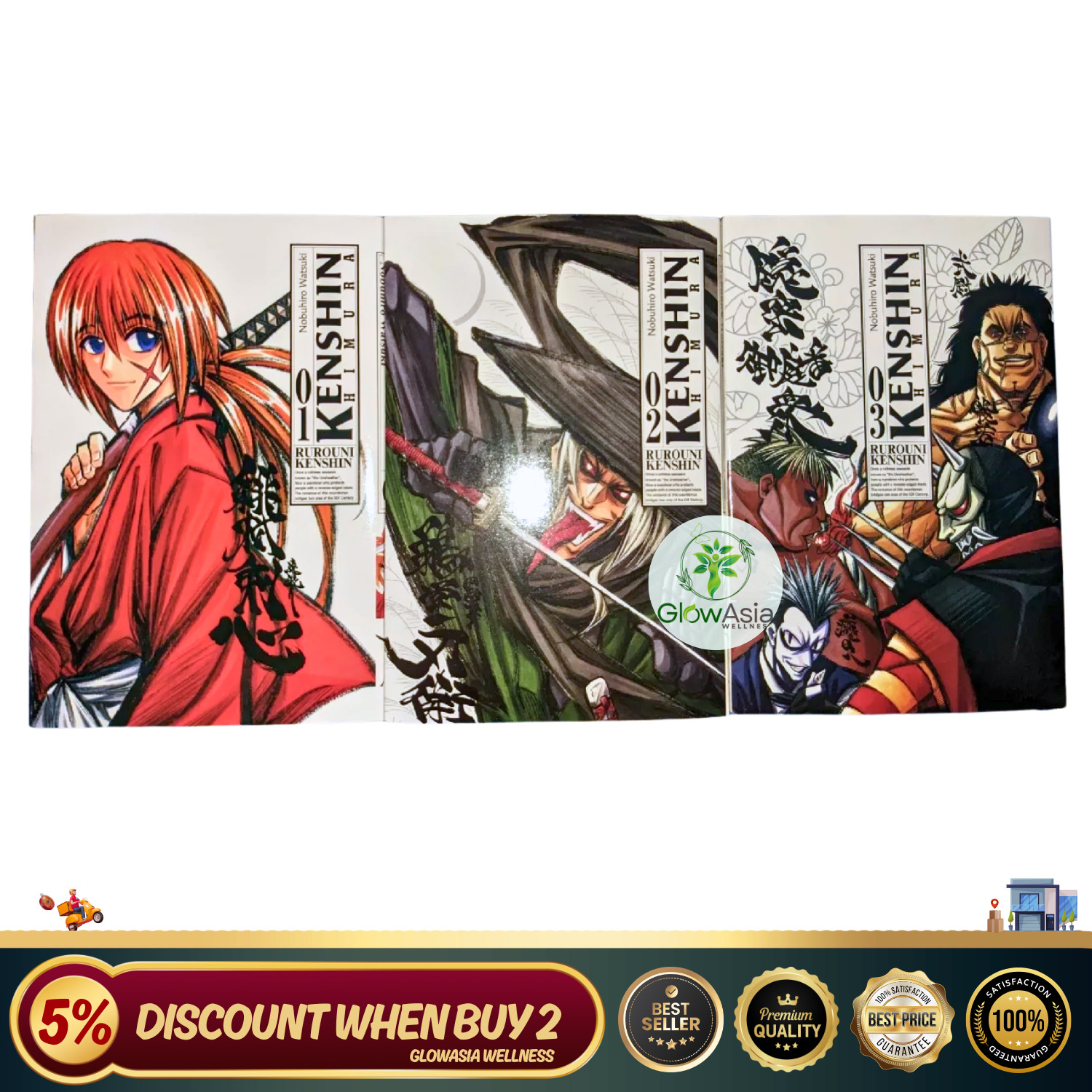 Kenshin Manga ''Samurai X" Manga Inglese (Vol.1-3) Serie Completa Fumetti