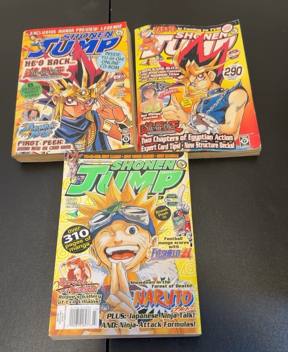 Shonen Jump Magazine Lotto di 3 2005 Febbraio Mar Jun Yu-Gi-Oh Naruto Manga Anime Viz