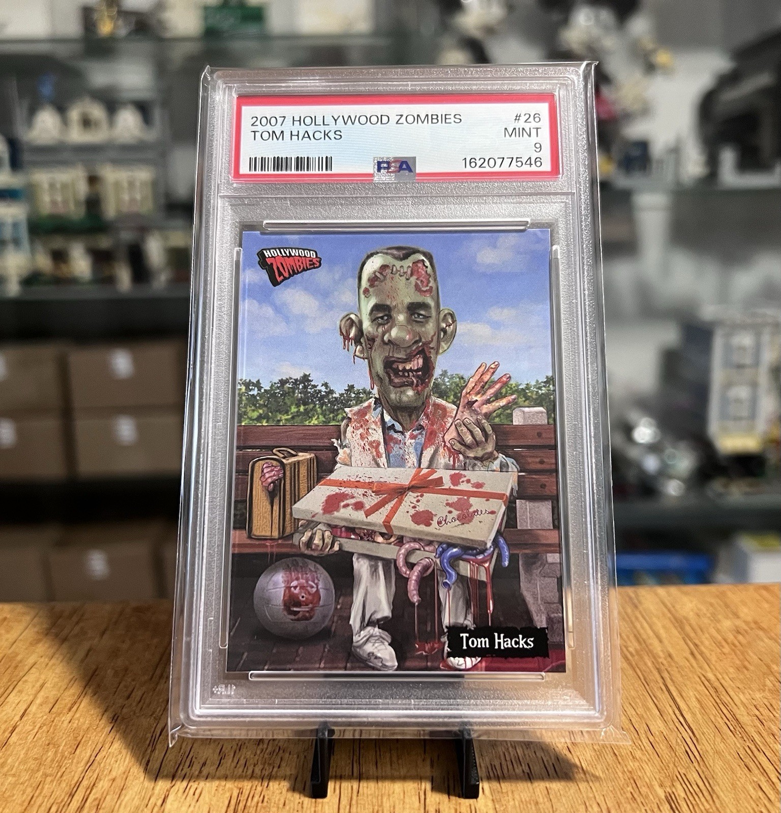 Rara parodia 2007 Tom Hacks Hanks PSA 9 Topps Hollywood Zombies #26 Forrest Gump