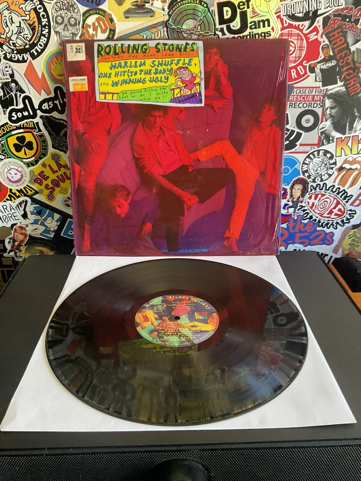 ROLLING STONES Dirty Work VG+ VINYL W/HYPE STICKER 