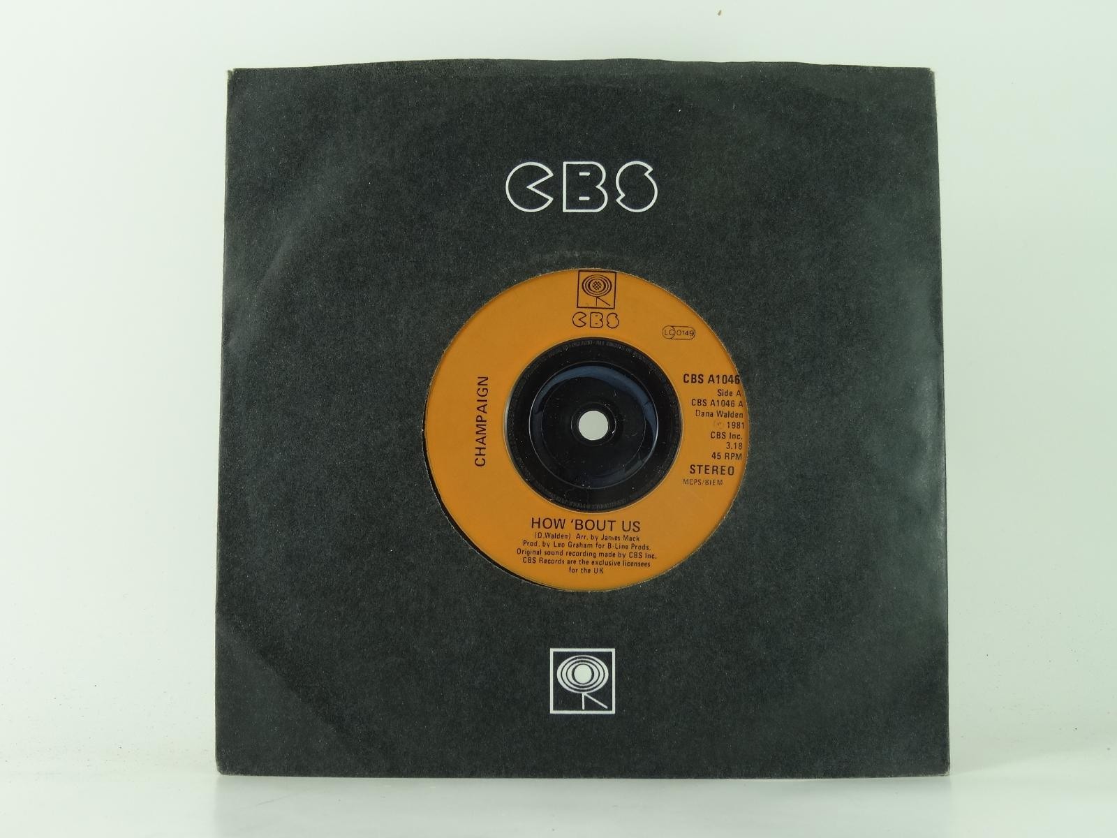 CHAMPAIGN HOW 'BOUT US (2) (65) 2 Track 7" Single plus Company Sleeve CBS