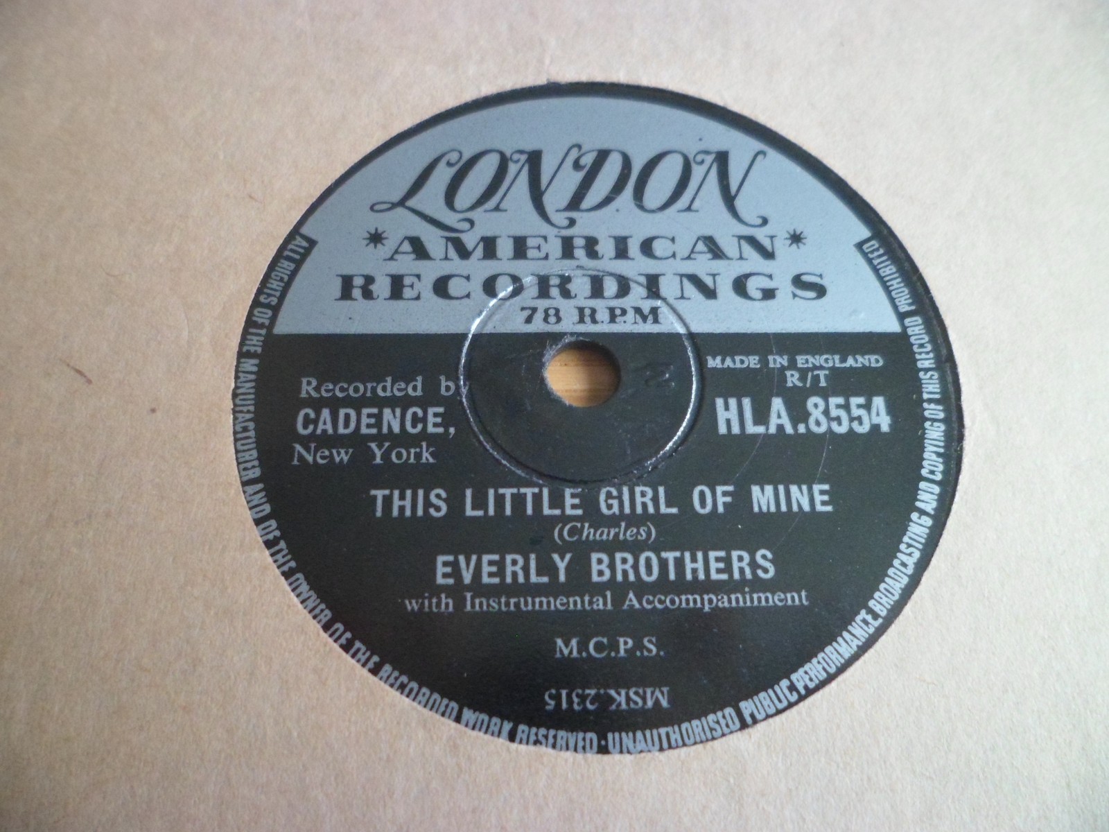 EVERLY BROTHERS: THIS LITTLE GIRL OF MINE 1958 LONDON 78RPM RARE EX++