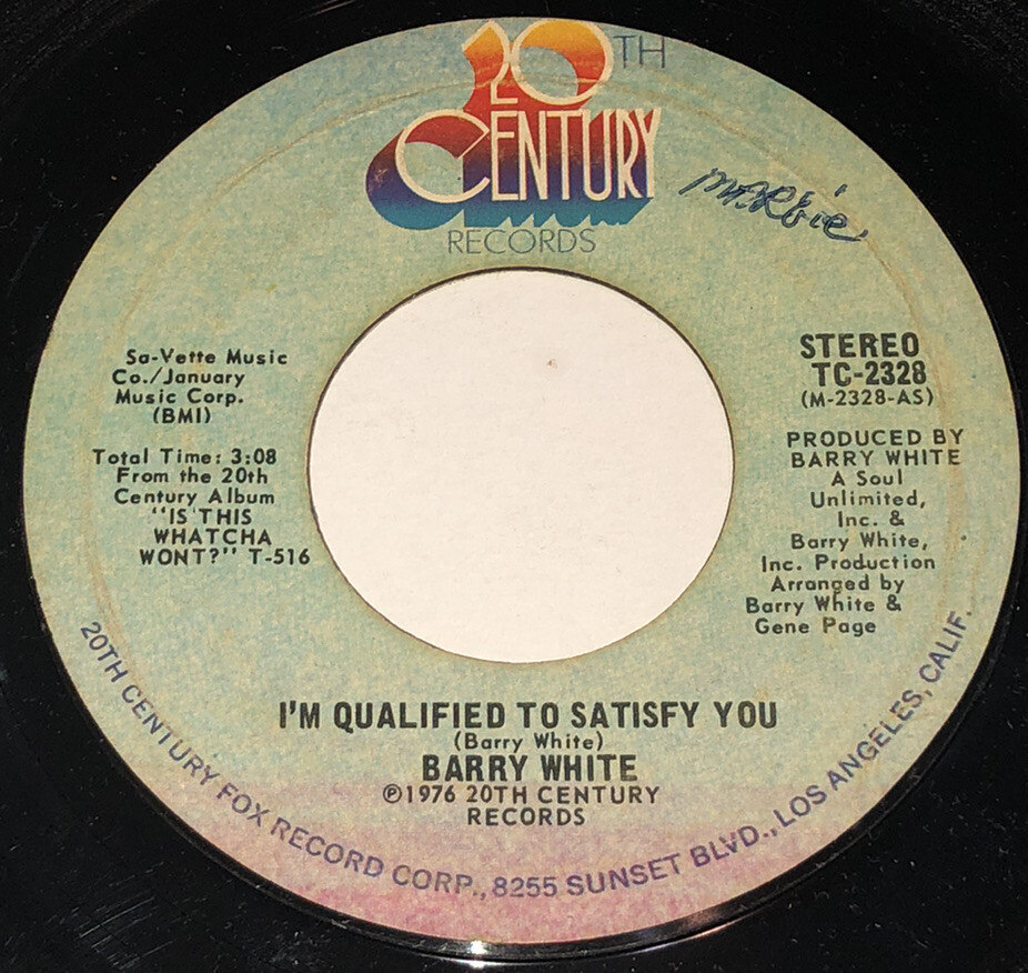 Barry White I’m Qualified To Satisfy You / Plus Instrumental 45 Rpm 7” 231D6