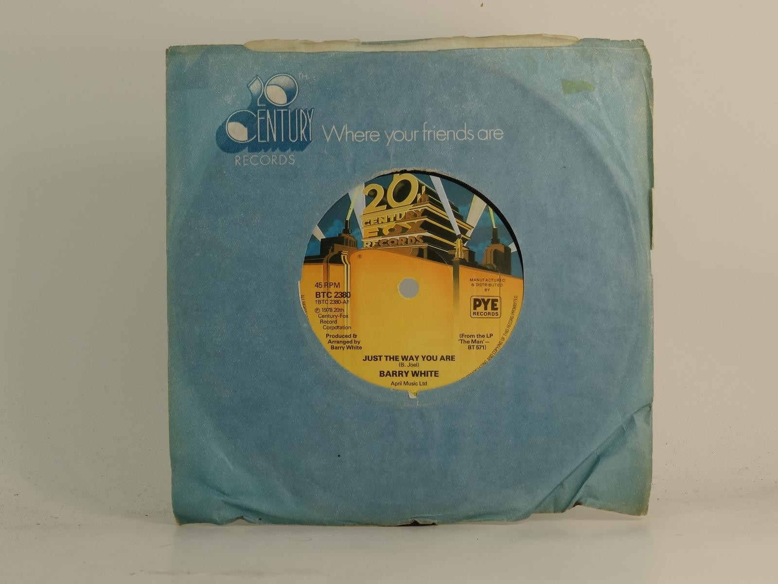 BARRY WHITE JUST THE WAY YOU ARE (78) 2 Track 7" Single plus Company Sleeve PYE