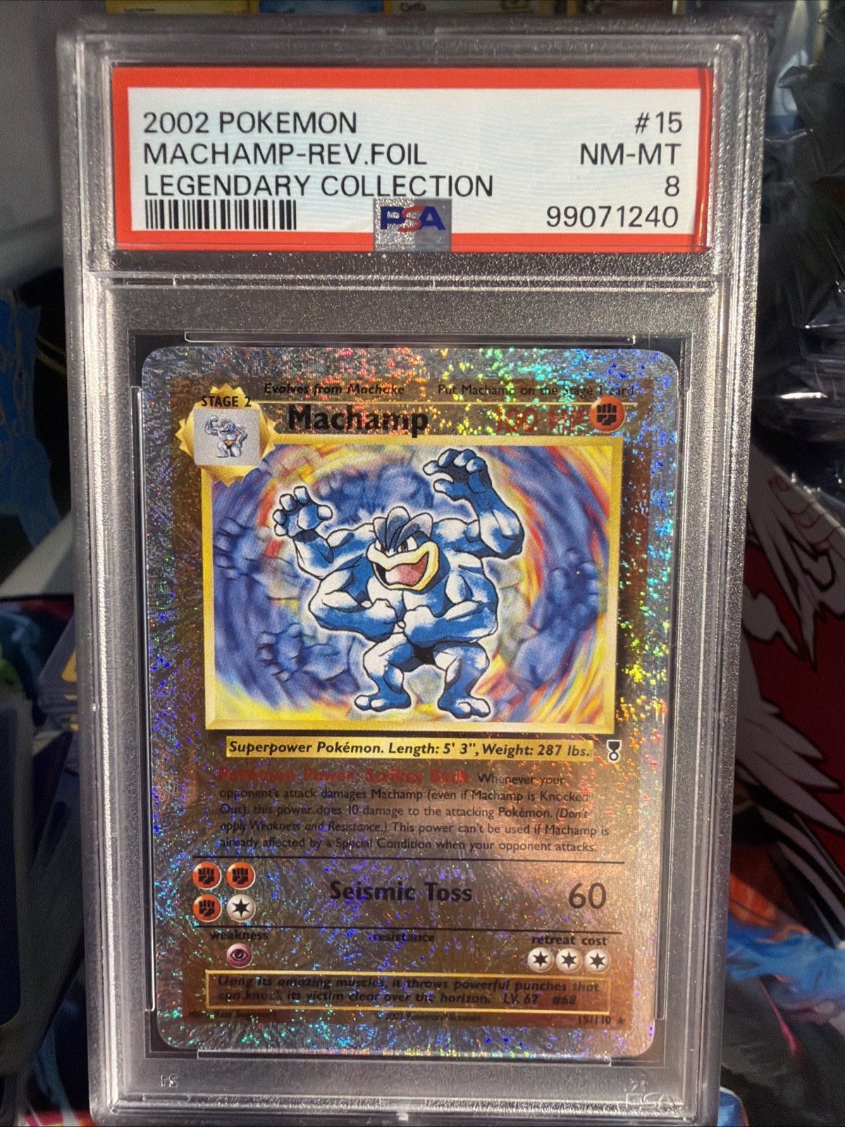 Carta Pokemon PSA 8 Machamp 2002 Leggendaria (Collezione) 15/110 Reverse Holo
