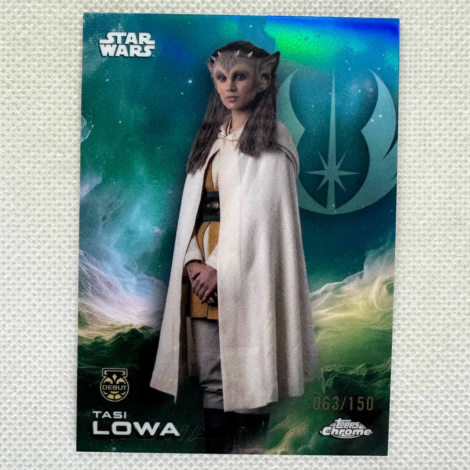 2025 Topps Chrome Star Wars #175 Tasi Lowa rifrattore blu /150 debutto