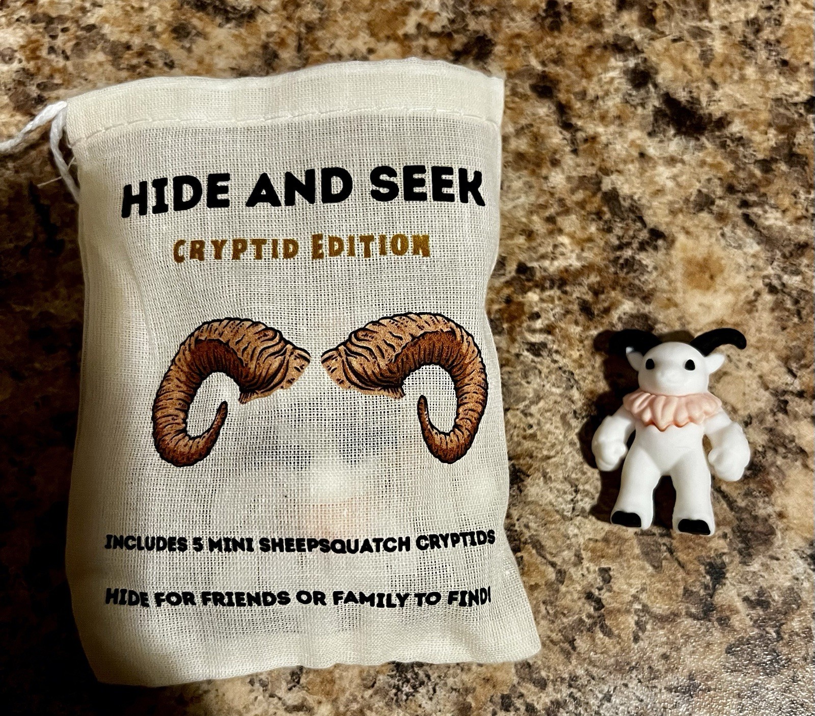 Hide and Seek Cryptid Edition Rubber Sheepsquatch 5 Mini Figures Set w/ Bag