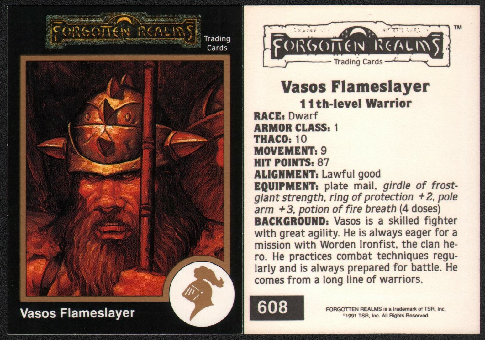 1991 TSR AD&D Gold Border Brom Art Card #608 Dungeons & Dragons Forgotten Realms