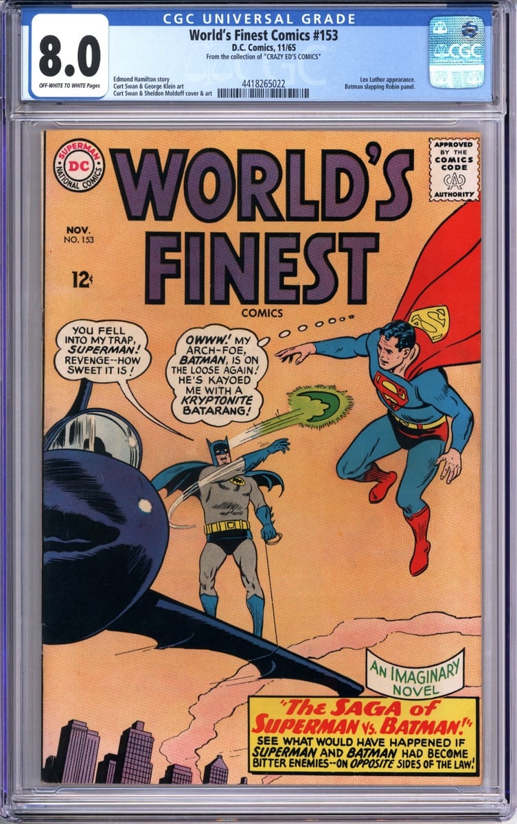 World's Finest 153 CGC 8.0 VF Batman schiaffo Robin pannello DC comics 4418265022