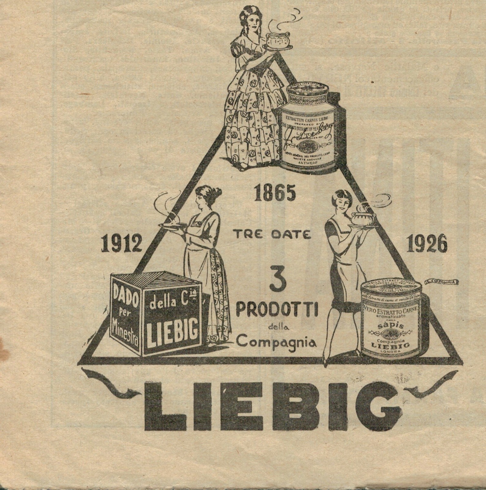 PUBBLICITA' ORIGINALE VINTAGE  DEL 1927 : BRODO LIEBIG