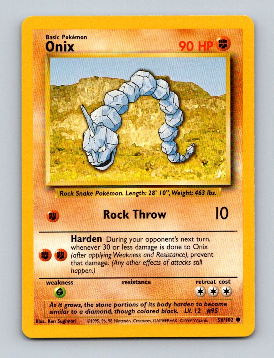 1999 Pokemon Classic - Base Set Onix NM Basic/Common #56