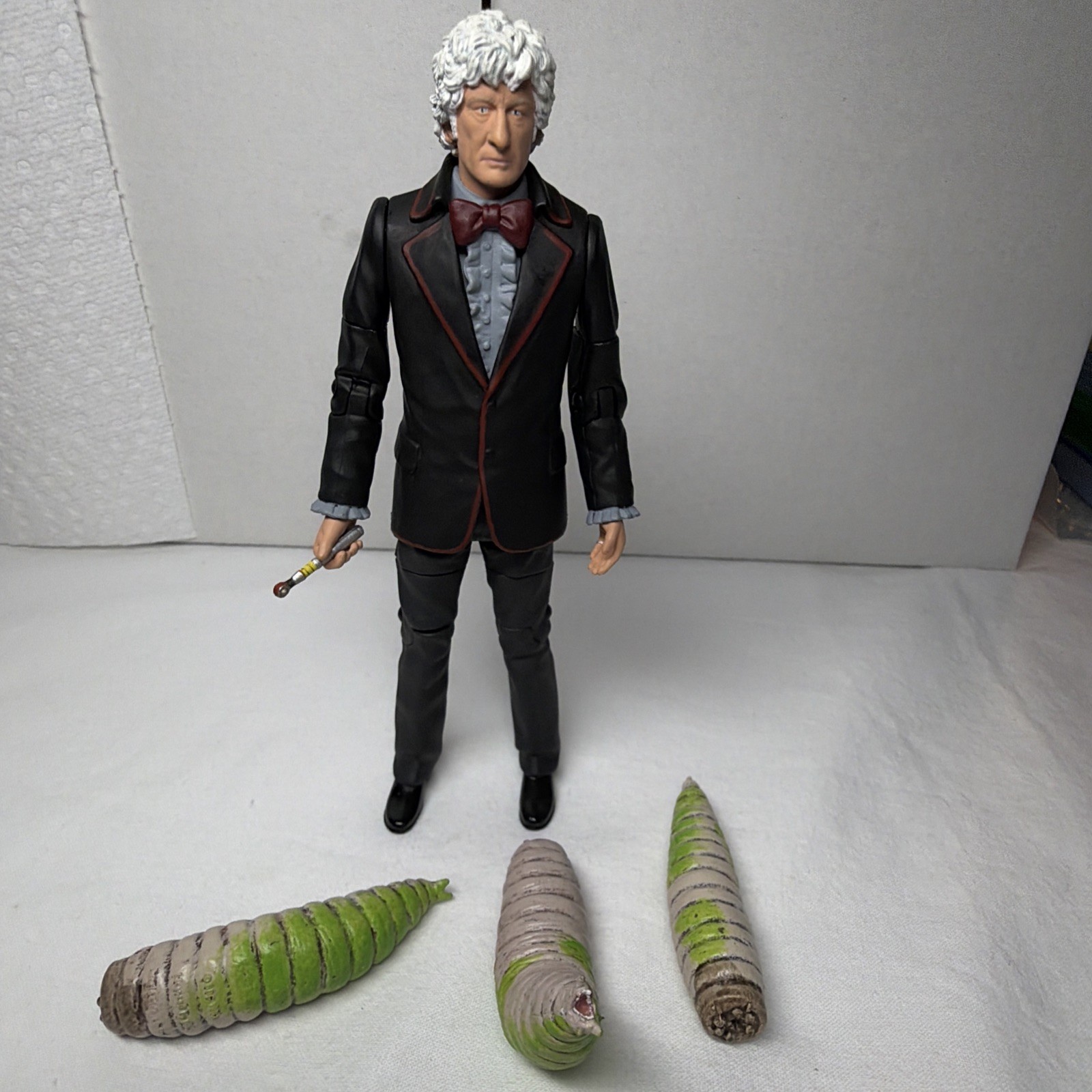 Doctor Who 3rd Third Doctor Figure The Green Death Giant Maggots Set ***RARE***